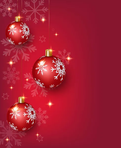 红色圣诞背景 圣诞球 雪花和新年灯饰 新年贺卡或邀请函的概念 矢量说明 图库插图