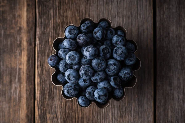 Bosbessen Kleine Bakvorm Klaar Voor Het Maken Van Cupcakes Rustieke — Stockfoto