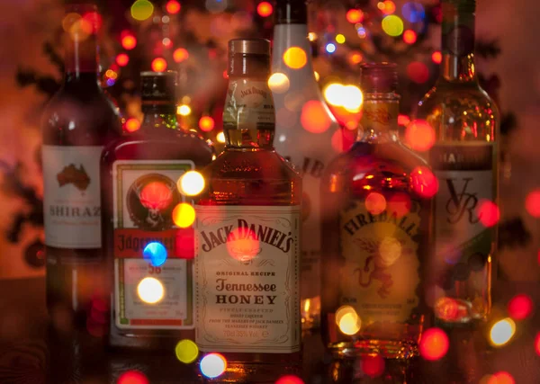 Різдвяні Алкогольні Напої Творчий Погляд Різдвяний Алкоголь — стокове фото