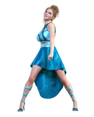 Uzun gece elbisesi içinde güzel, seksi bir kadın. Parlak kıyafetler koleksiyonu. Parlak makyaj. Kadın stüdyo fotoğrafı..