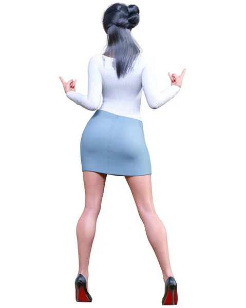 Sexy Brunetka Włosy Kobieta Biuro Sekretarz Mundur Krótkie Mini Spódnicy — Zdjęcie stockowe