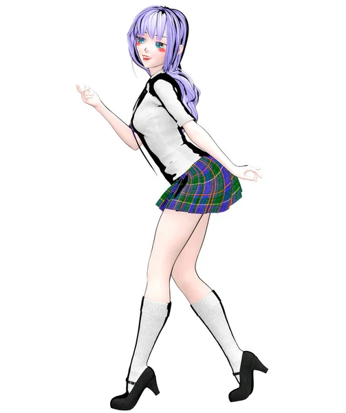 Skate A menina do Anime de Japão Manga vestiu-se no