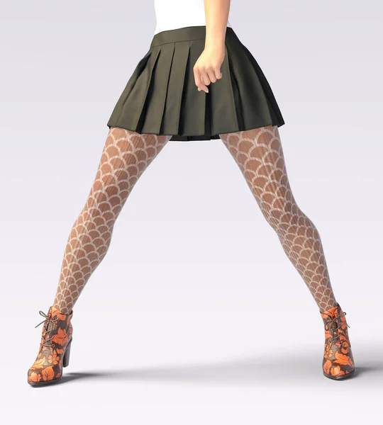 Beautiful Female Legs Woolen Leggings Half Beads Sexy Slim Female — Stock Photo, Image