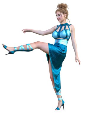 Uzun gece elbisesi içinde güzel, seksi bir kadın. Parlak kıyafetler koleksiyonu. Parlak makyaj. Kadın stüdyo fotoğrafı..