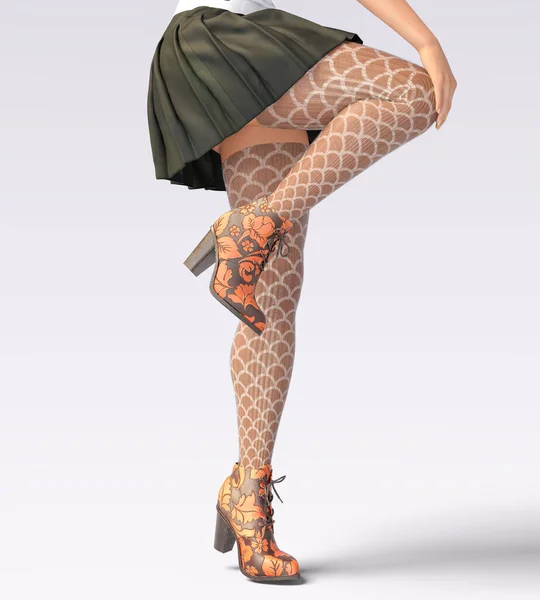 Belle Gambe Femminili Leggings Lana Mezze Perline Sexy Slim Stivali — Foto Stock