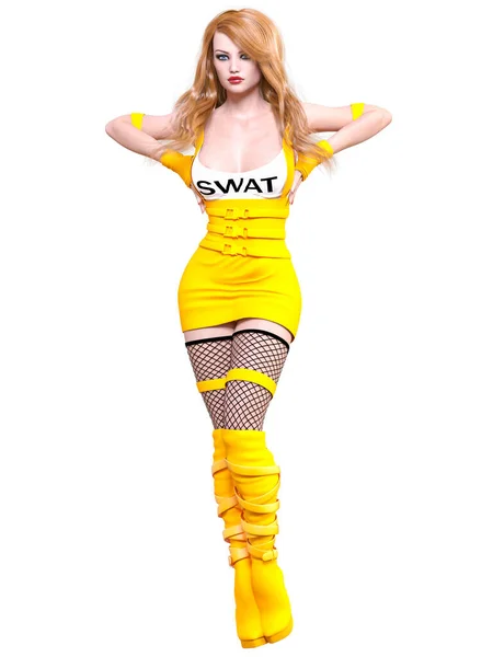 Σέξι Anime Μυστικό Πράκτορα Swat Γυναίκα Κοντή Φούστα Μπότες Και — Φωτογραφία Αρχείου