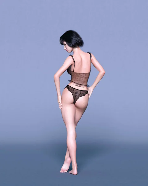 Piękne Sexy Kobieta Czarny Koronki Lingerie Intymne Ubrania Collection Bright — Zdjęcie stockowe