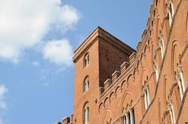 Piazza del campo ayrıntıları, siena, İtalya .