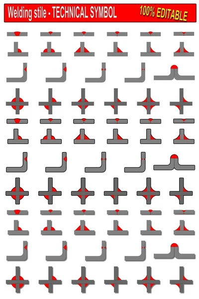 Lassen stijl - technische symbolen — Stockvector