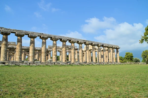 Alte griechische Tempel und Bäume in Süditalien — Stockfoto