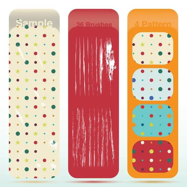 Set tekstur titik polka vintage dan tampilan lama sratch - Stok Vektor