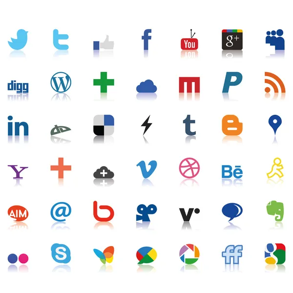 Iconos de redes sociales coloreados — Vector de stock