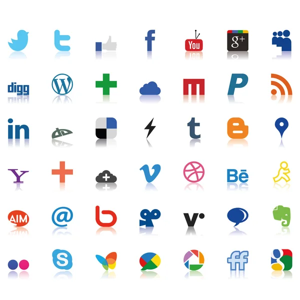 Symbole des sozialen Netzwerks farbig lizenzfreie Stockvektoren