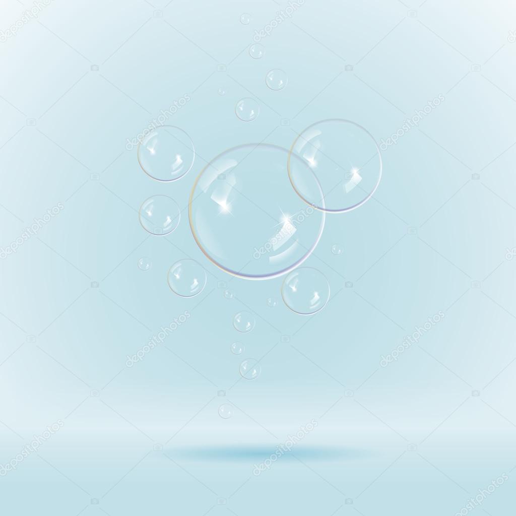 Colorful white soap bubbles isolated