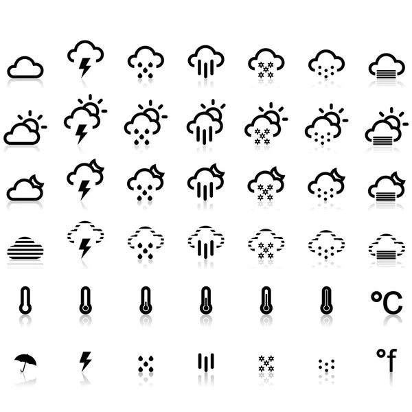 Iconos meteorológicos en fondo blanco — Archivo Imágenes Vectoriales