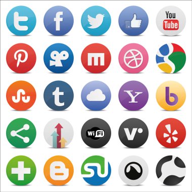 Social icons set clipart