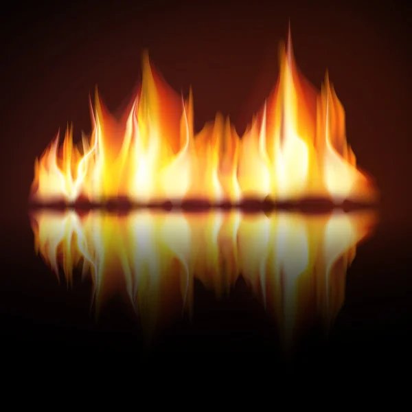 Fuoco ardente fiamma su sfondo nero — Vettoriale Stock