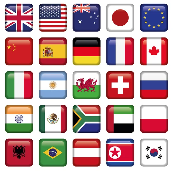 Conjunto vectorial de banderas de estados superiores del mundo — Vector de stock