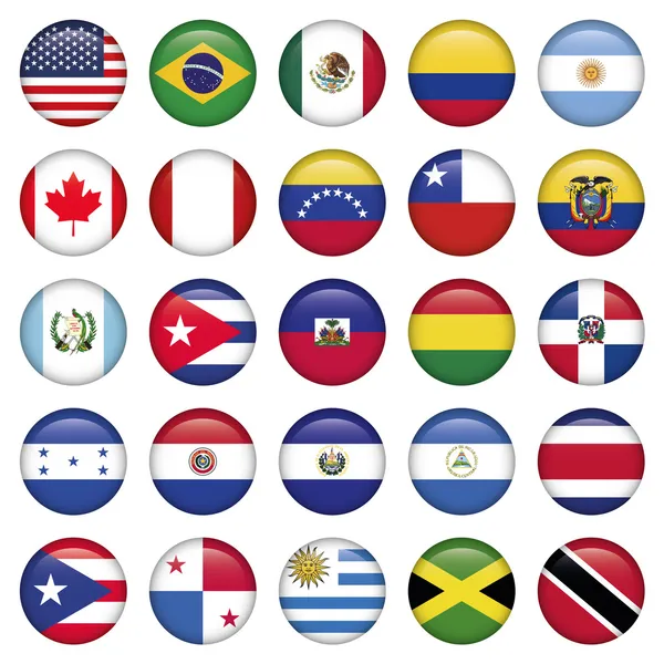 Banderas americanas iconos redondos — Vector de stock