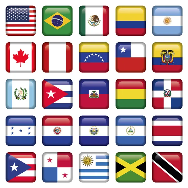 Amerikanska flaggor fyrkant ikoner — Stock vektor