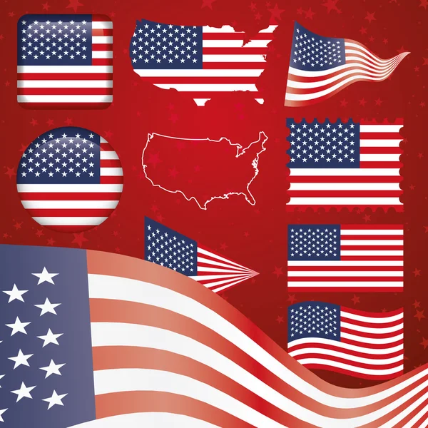 Estados Unidos de América símbolo conjunto — Vector de stock