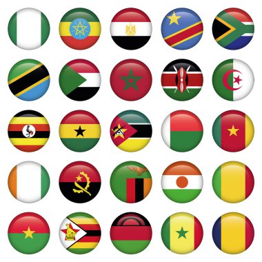 Afrika bayrakları yuvarlak simgeler
