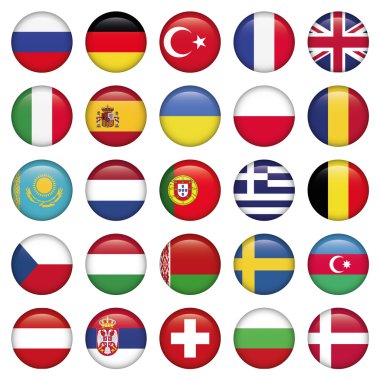 Bayraklar yuvarlak Avrupa simgeler