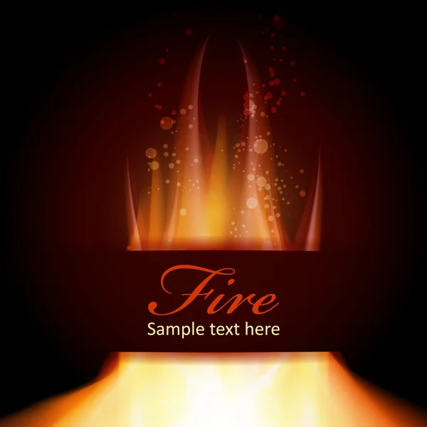 Fire flame on black background with Text space — Stock Vector