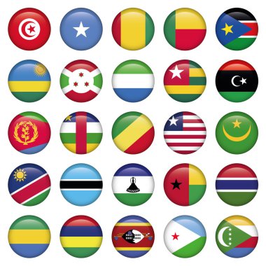 Afrika bayrakları düğmelerini yuvarlak