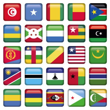 Afrika bayrakları düğmelerini kare