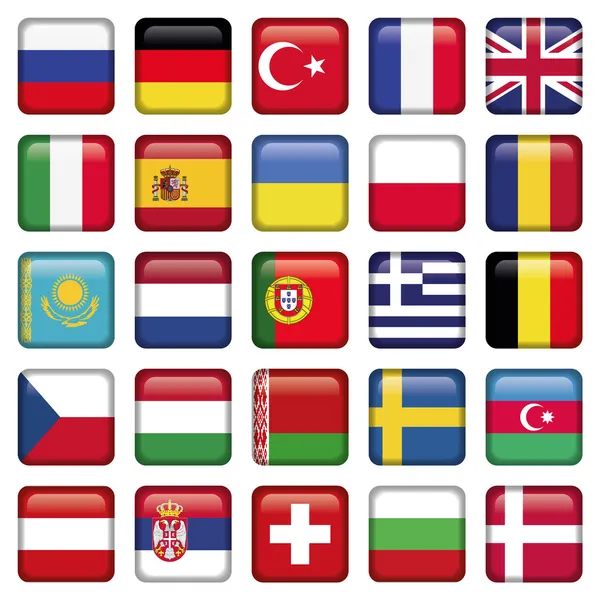 Europe Icons Squared Flags — ストックベクタ