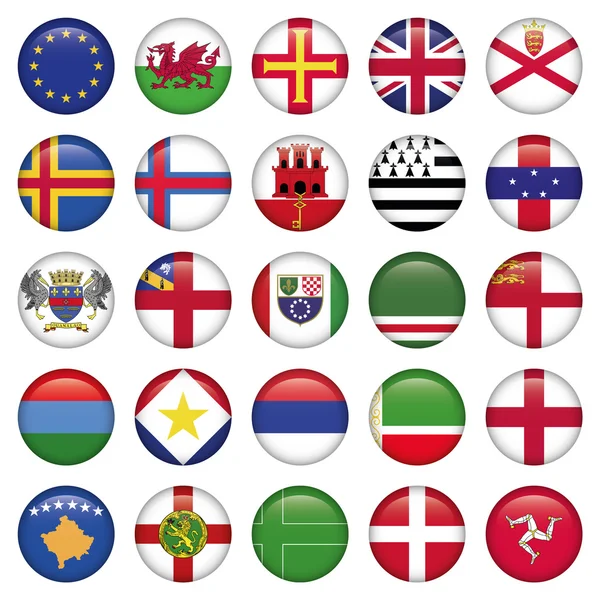 Conjunto de iconos de la bandera redonda europea — Vector de stock