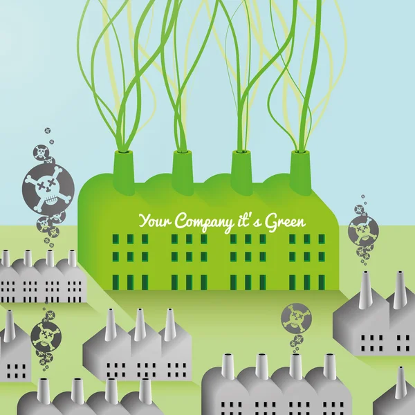 緑の会社および工場の抽象的な背景 ベクターグラフィックス