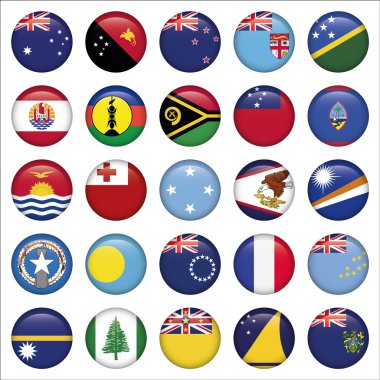 Set of Australian, Oceania Round Flag Icons clipart