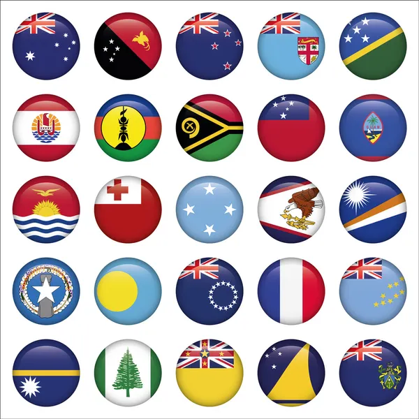 Set of Australian, Oceania Round Flag Icons — Stock Vector