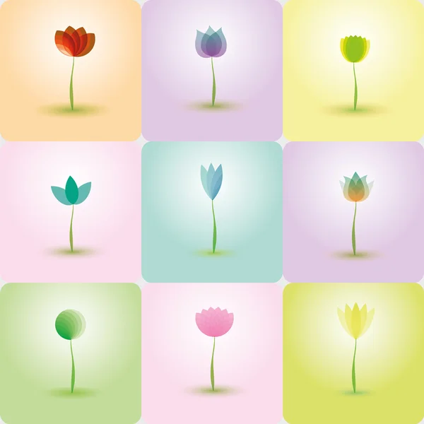 Colorful Flowers, abstract Icons for background — Stock Vector
