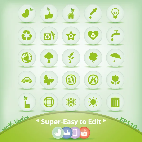 Ecology icons set. Green Environment Symbols. — Stock Vector