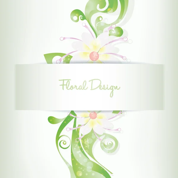 Vector invitación tarjeta floral, flores florecientes — Vector de stock