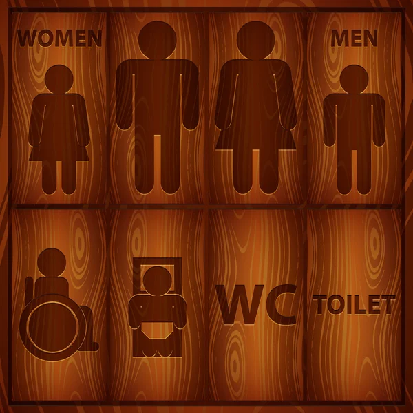 Aluminium WC teken. mannen en vrouwen wc plaat — Stockvector