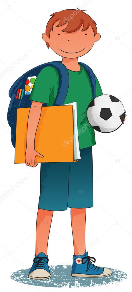 Back to School - smiling boy wirh backpack and ball