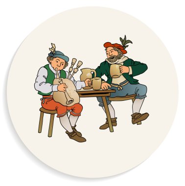 Beer Coaster Design - Beverage and Music in the Middle Ages clipart