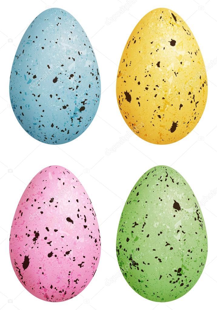 Set of Isolated Speckled Candy Covered Easter Eggs In Pastel Col
