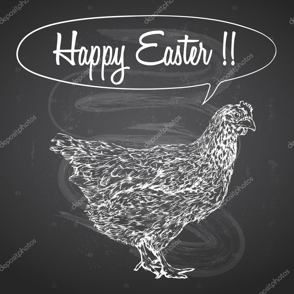 Pizarra de tiza de pollo dibujado a mano Ilustración vectorial para