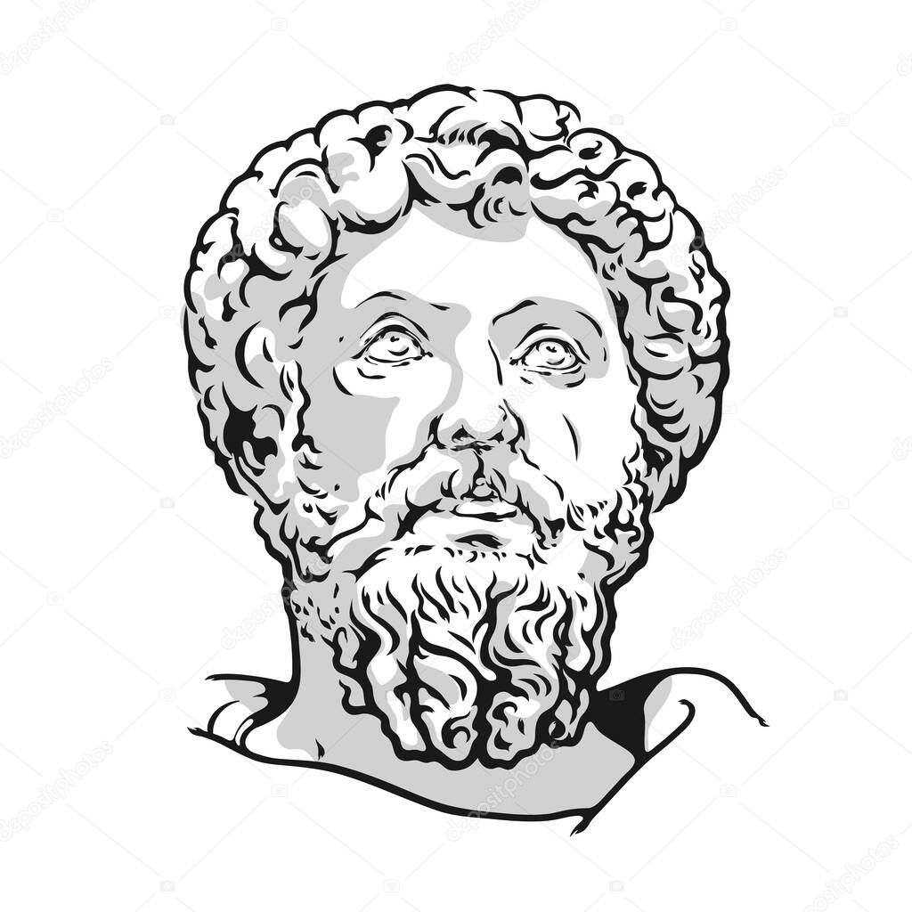 Marcus Aurelius Portrait, Vector Illustration 