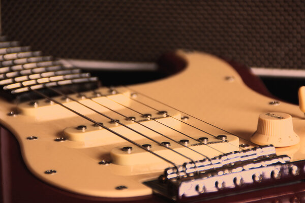 A vintage style stratocaster guitar