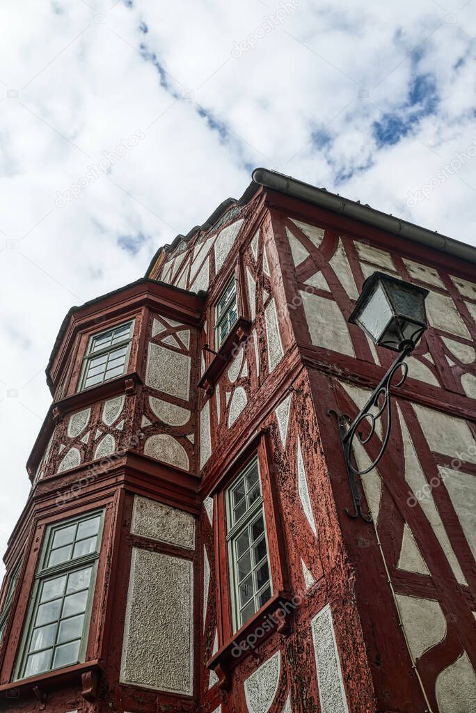 Historical with half-timbered building and lantern in Limburg an der Lahn