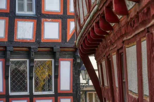 Fenêtre Façade Historique Colombages Dans Vieux Centre Limbourg Lahn — Photo