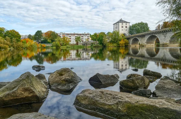 Rzeka Lahn Historyczny Most Limburgu — Zdjęcie stockowe