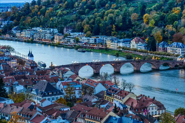 Vista Sobre Heidelberg Ponte Histórica — Fotografia de Stock