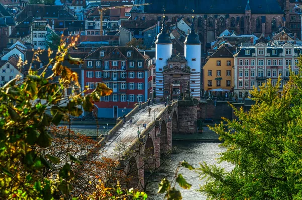 Ponte Histórica Através Neckar Heidelberg — Fotografia de Stock